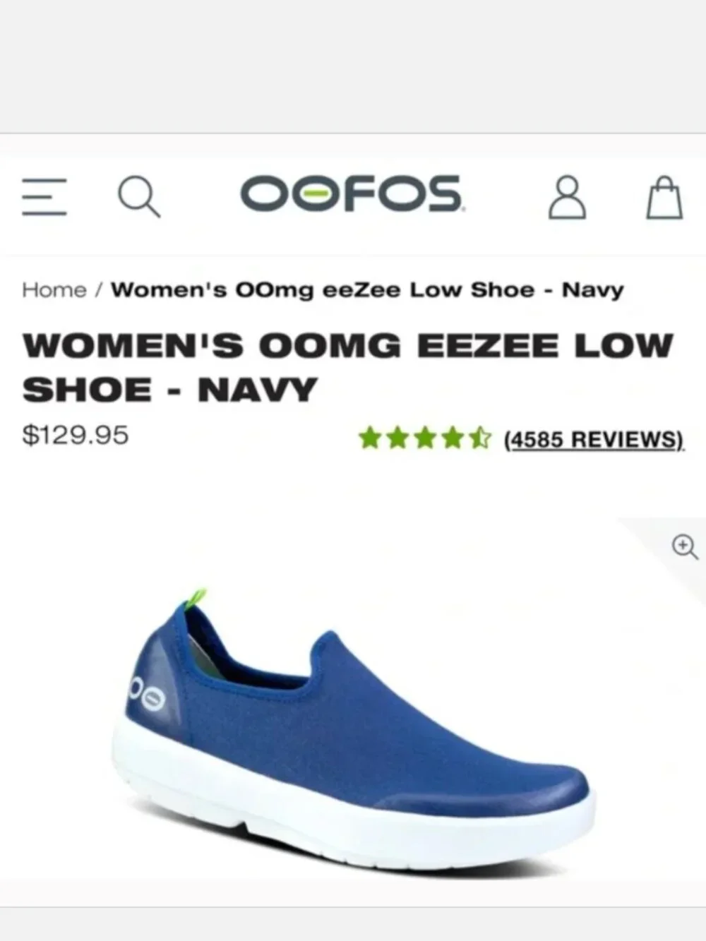 (New) OOFOS – OOmg eeZee Low Recovery Shoes (Navy) – Women's 9